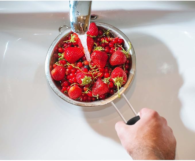 HIC Kitchen Fine Mesh Strainer With Support Handle, Stainless Steel And Silicone Handle, 7-Inch, For Sifting Baking Ingredients, Straining, And Draining Soups, Stocks, And Sauces