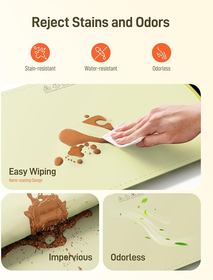 Warming Mat for Food, Electric Food Warming Mat with 8 Temp Level and 4H Timer, Silicone Chafing Dishes(24"x16"), Rollable & Portable Warming Trays for Buffets Party (Green)