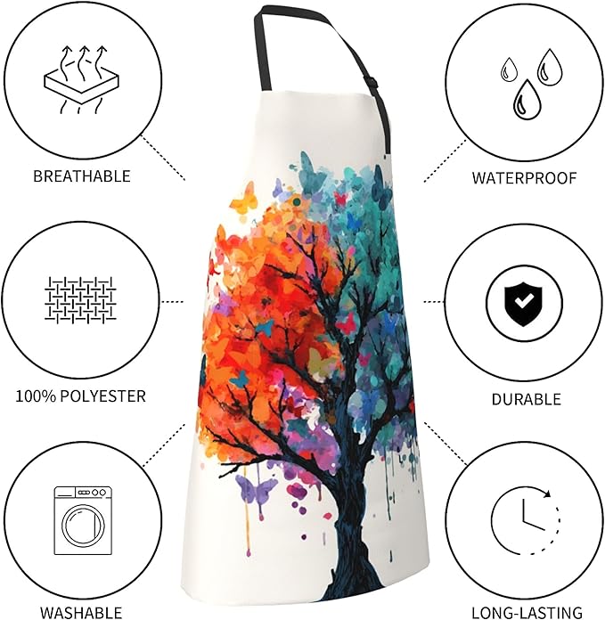 Apron with Pockets Aprons for Women Men Kitchen Chef Apron for Cooking Gardening Server Waitress Painting