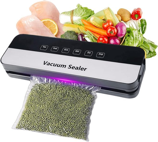 Vacuum Sealer for Food with 30 Vacuum Sealer Bags,Dry/Moist Compact Full Automatic Food Sealer, Precision Suction Power 6-in-1