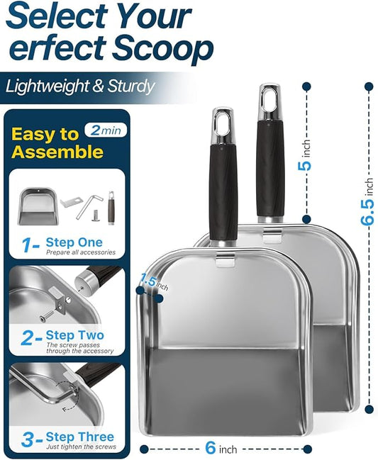 Griddle Scoop for Blackstone with a Any-Edge Hook, Stainless Steel Griddle Portable Food Mover for Stir Fry and Move Food, Classic Grill Shovel, 2 Pack