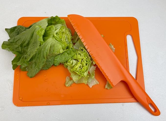 jawbush 11" Plastic Serrated Knives Set to Cut Salad, Bread, Brownies or Lasagna, Professional Large Lettuce Knife to Prevent Turning Brown, Nylon Knife for Nonstick Pans, Durable Chef's Knife, 4 Pcs