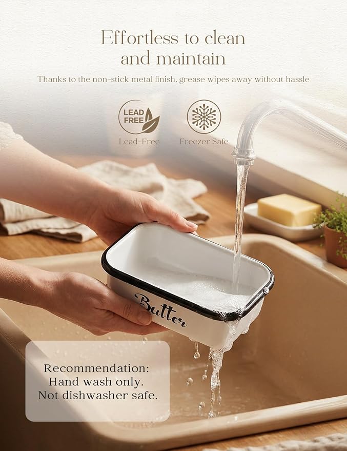 Butter Dish with Lid: Butter Dish for Countertop- AISBUGUR Metal Butter Keeper with Stainless Steel Multipurpose Butter Knife,Large Butter Container with Silicone Home Decor Kitchen Gift White
