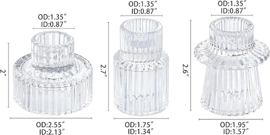 Vixdonos Glass Candlestick Holders Tealight Candle Holders for Table Centerpieces, Wedding Decor and Dinner Party (6 Pcs, Clear)