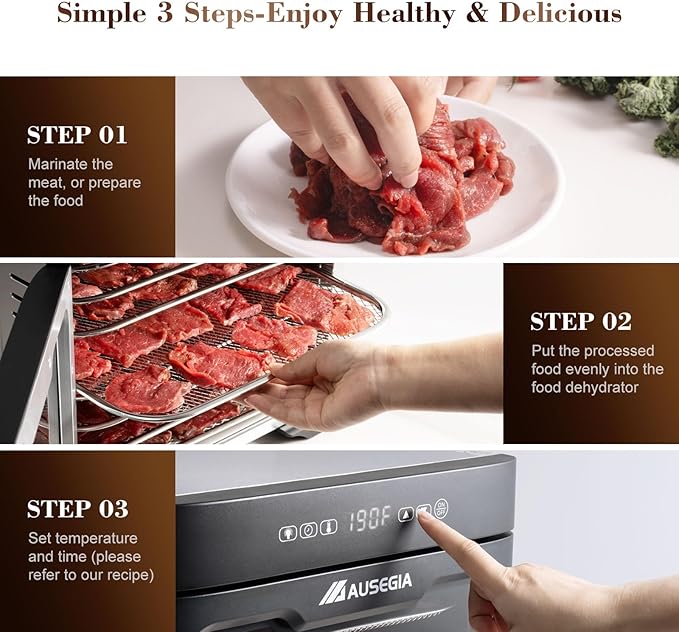 Commercial Large Food Dehydrator, Usable Area up to 9 ft², 800W Full Stainless Steel Dryer Machine, up to 190℉ Temperature, for Meat, Fruit, Veggies, Beef, Herbs (8-Trays Dehydrator)