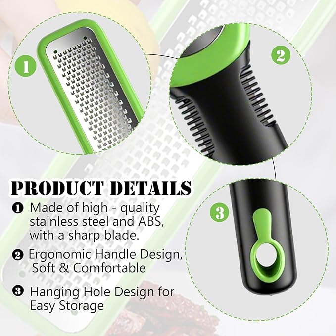 Lemon Zester & Cheese Grater, Kitchen Premium Grater, Ideal for Home Cooks Make Chocolate, Fruits, Vegetables, Ginger, Garlic- Stainless Steel Blades with Protective Cover, Cleaning Brush