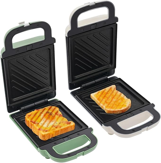 Electric Portable Sandwich Maker, Waffle Breakfast Machine & Panini Presses, Perfect for Cooking Grilled Cheese, Tuna Melts, Burgers, Steaks and Snacks (Green)