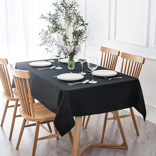 maxmill Jacquard Tablecloth Stain Resistant Waterproof Wrinkle Resistant Spillproof Washable Soft Textured Table Cloth for Dining Room, Indoor and Outdoor Use, Rectangle 60 x 140 Inch, Black