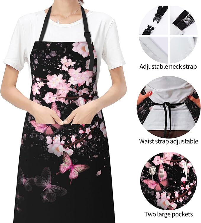Apron with Pockets Aprons for Women Men Kitchen Chef Apron for Cooking Gardening Server Waitress Painting