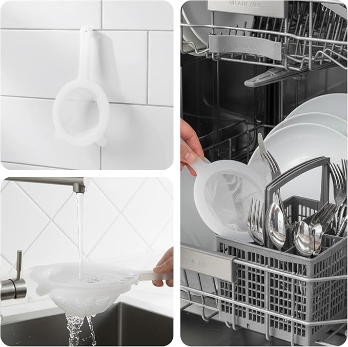Ultra Fine Nylon Mesh Strainer, 80 Mesh Food Filter Sieve Colander with Plastic Handle for Kitchen Yogurt Juice Milk Honey