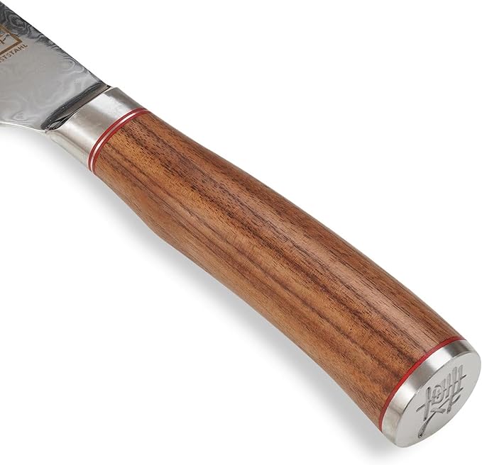 zayiko Carving Knife – 8-Inch Damascus Chef Knife | 67 Layers Steel with VG10 Core | Ergonomic Walnut Wood Handle | Professional Meat and Kitchen Knife in Gift Box