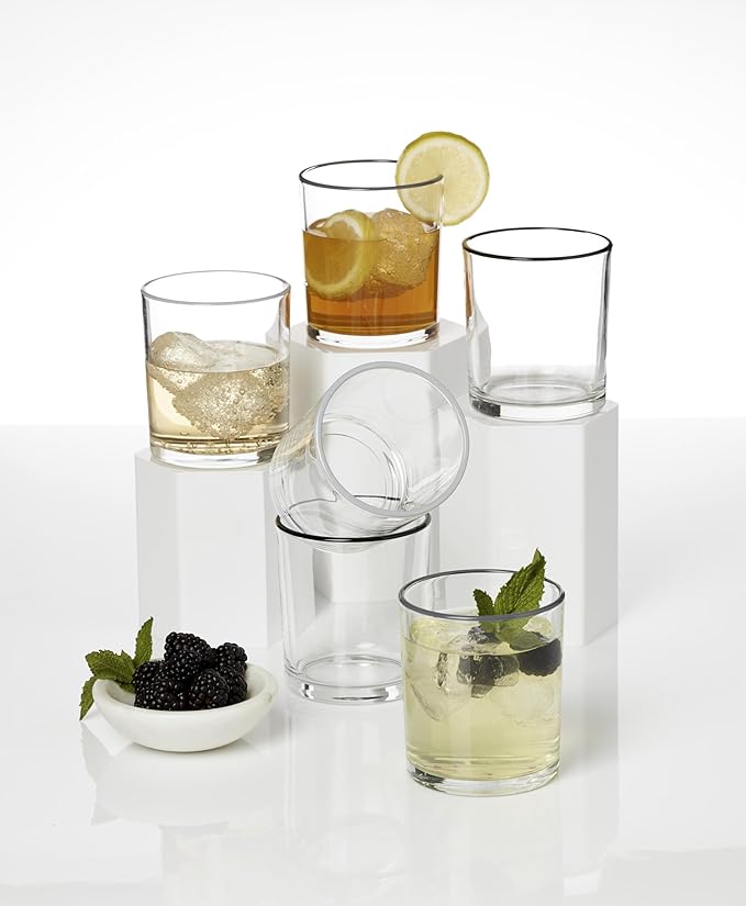 Onedia Glassware, 24 Sever Pumice Medium Tumbler, Set of 6, 13.5-Ounce Capacity, Made From Glass, Dishwasher Safe Tumbler, Drinking Glasses Set, Home and Kitchen, Clear Glasses (Pumice, 6 Piece)