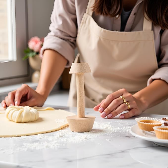 Htppzjr Tart Tamper Pastry Tamper Double Side Wooden Egg Tart Tamper Mold DIY Cake Pastry Pusher for Kitchen Party Baking Tools, Pie, Tart and Quiche Pans