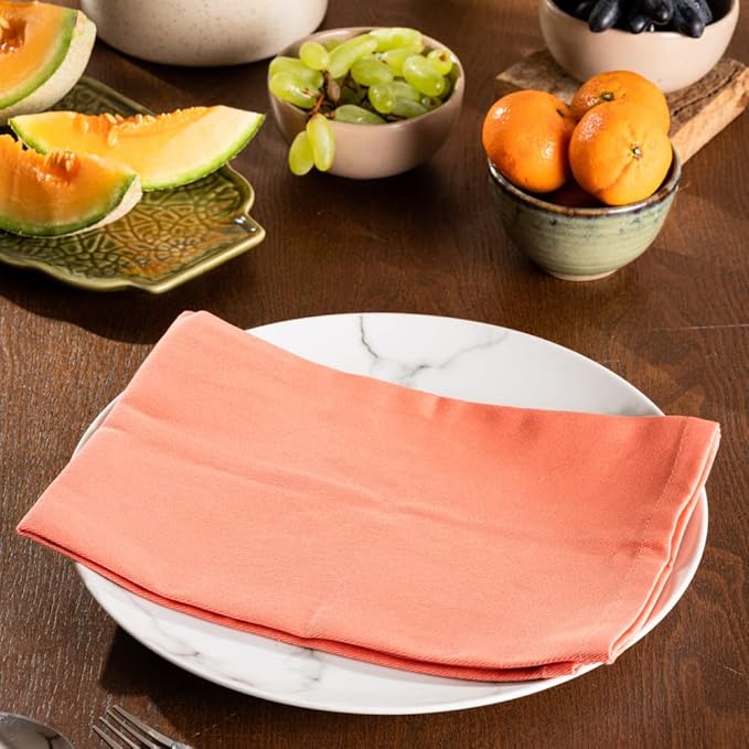Terracotta Cloth Dinner Napkins - Cotton, 18x18 in, Washable, Absorbent, Reusable, Spring/Easter Basket Decor, Pack of 6