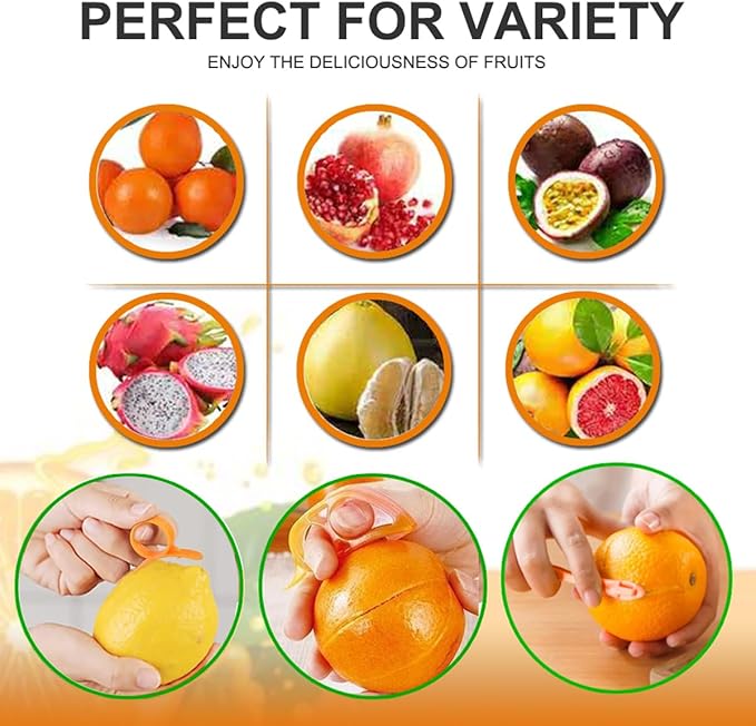 Orange Peeler Tools Citrus Peel Cutter Plastic Easy Fruit Vegetable Slicer Cutter Lemon Peeler Opener Remover Fruit Tools Kitchen Utensils Gadgets Bladed Food Peeler Slicer (Orange)