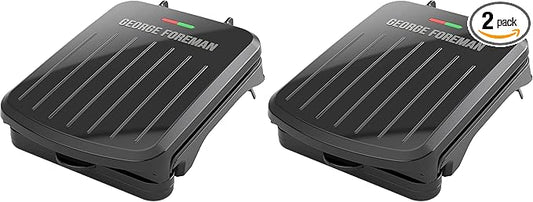 George Foreman 2-Serving Classic Plate Electric Indoor Grill and Panini Press,Black,GRS040B,(Pack of 2)