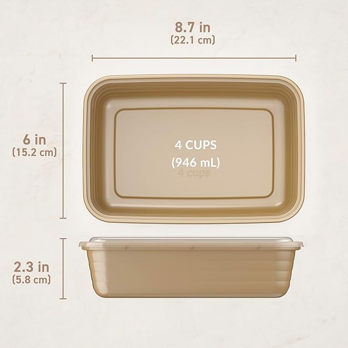 Bentgo Prep - 20-Piece 1-Compartment Reusable Meal Prep Containers with Lids, PFAS & BPA Free Materials, Durable, Microwave, Freezer, & Dishwasher Safe To Go Food Storage (Gold)
