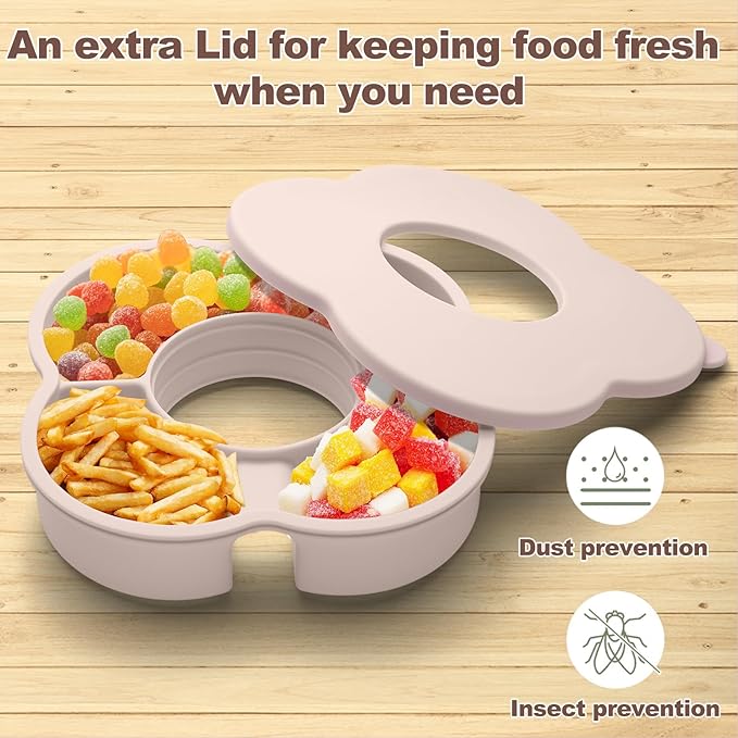 Snack Bowl with Lid for Stanley 30 oz Tumbler with Handle, Silicone Snack Tray Snack Ring for Stanley Cup Accessories, Suitable for Car Cup Holder or Outdoor, Rose Quartz