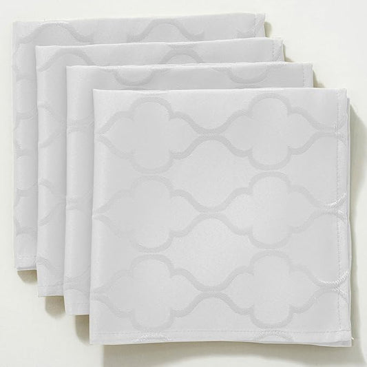 Larponder Napkins Cloth Washable, Jacquard Napkins 4 Pieces Napkins Set for Spring Kitchen Dining Party Picnic (Square, 20" x 20", White)