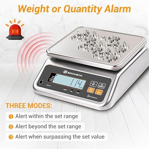 BROMECH Food Scale Pound and Ounce, Rechargable, Commercial Grade, Stainless Steel Platform, for Meat Shop, Deli, Produce Market (66lb)