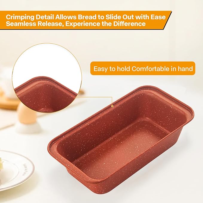 Spmarkt 2-Pack Loaf Pan, Nonstick Bread Pans, 10In Banana Bread Pan, Bread Pans for Homemade Bread, Loaf Pan for Family Parties, Beginner Bakers