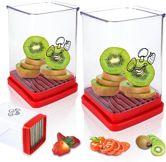 2Pcs Strawberry Slicer,Cup Slicer Fruit with Stainless Steel Egg Slicer kitchen Gadget Fruit & Vegetable Mini Chopper Cup for Salad Quickly Making