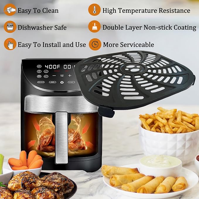 GSZN 7QT Air Fryer Crisper Tray for Gourmia GAF798 Air Fryers, Upgraded Nonstick Air Fryer Grill Pan Crisper Plate Insert Rack Grate Grid Shelf for Gourmia 7QT Air Fryers, Dishwasher Safe