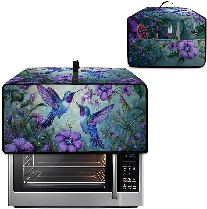 Doojoayie Hummingbird Toaster Cover 8 Slice Appliance Covers for Kitchen Counter 22.5"x18.5"x 13" Universal Fit Dustproof Protector as Kitchen Decoration