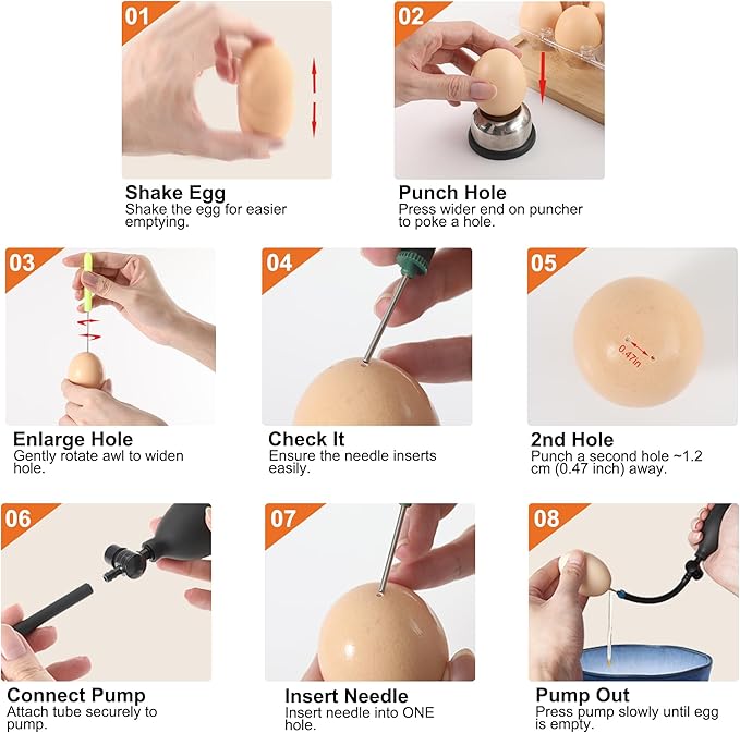 Egg Blowing Pump Kit, Eggs Shells Empty Tools for Easter Eggshell Empty Maker Drawing Home Decoration Easter Crafts