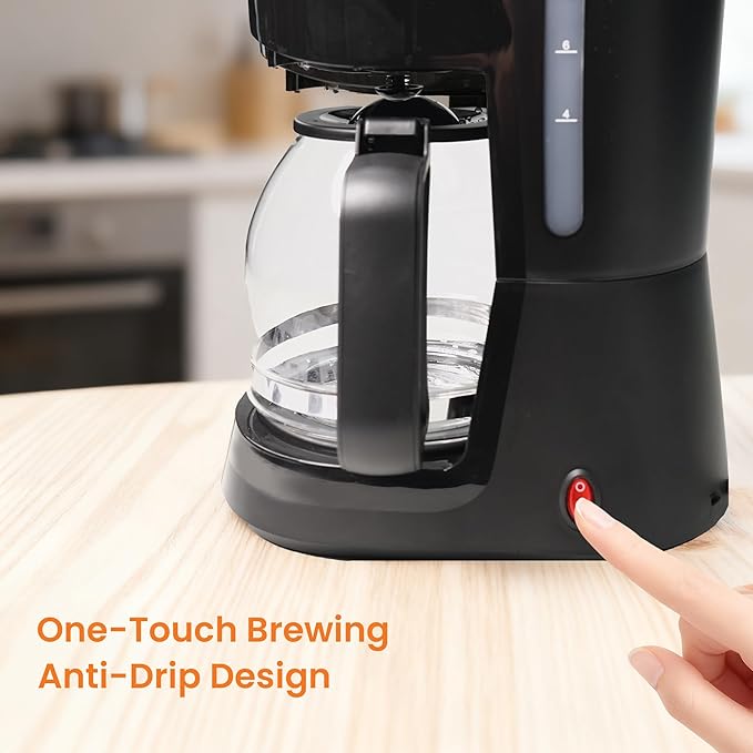 SuntNeew 12-Cup Coffee Maker, 1.5L Drip Coffee Machine with One-Touch Brewing, Glass Carafe, Anti-Drip System, Reusable Filter, Easy-to-Use Home & Office Coffee Brewer
