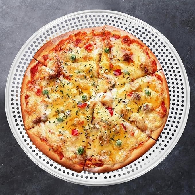 BESTonZON 16 Inch Perforated Stainless Steel Pizza Pan Round Baking Tray with Holes for Crispy Even Heat Distribution Oven Safe Pizza Crisper for Home and Restaurant Use