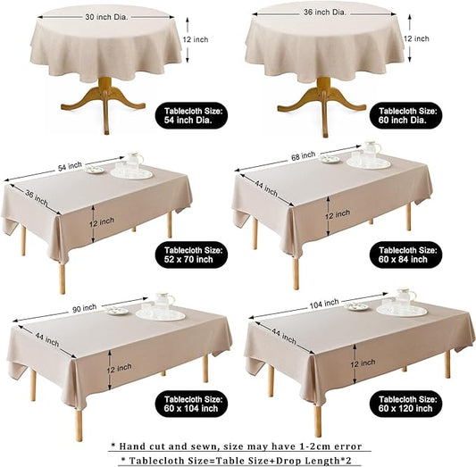 AUSSPVOCT Textured Tablecloth Rectangle 60x84 Water Resistant Spill-Proof Wipeable Fall Table Cloth Wrinkle Free Fabric Dining Table Cover for Thanksgiving Party Farmhouse Kitchen Decor Tablecloths