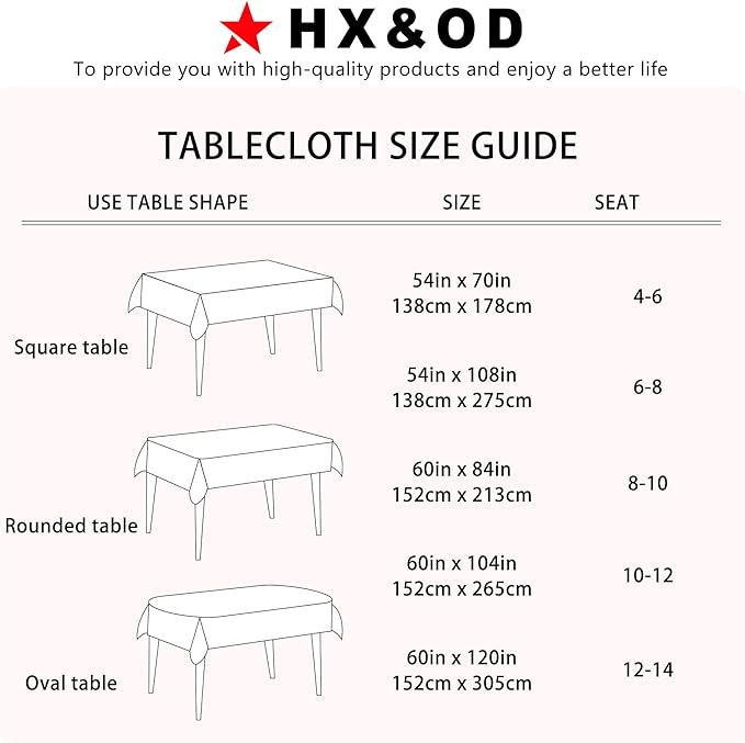 HX&OD Rectangular Tablecloth Cationic Fabric Waterproof Stain Resistant Wrinkle-Resistant for Home/Decoration/Party/Buffet/Wedding/Dining Room/Camping
