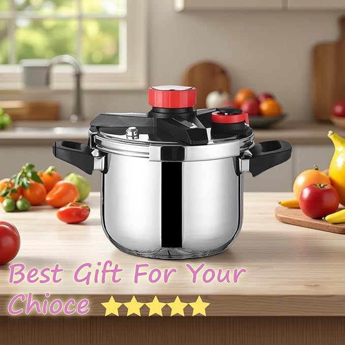 KILOGORGE Pressure Cooker 10 QT,Pressure Canner,18/8 Stainless Steel Pressure Cooker,One-Hand Locking,Compatibility Gas and Induction Cooktops, Pressure Canner for Canning