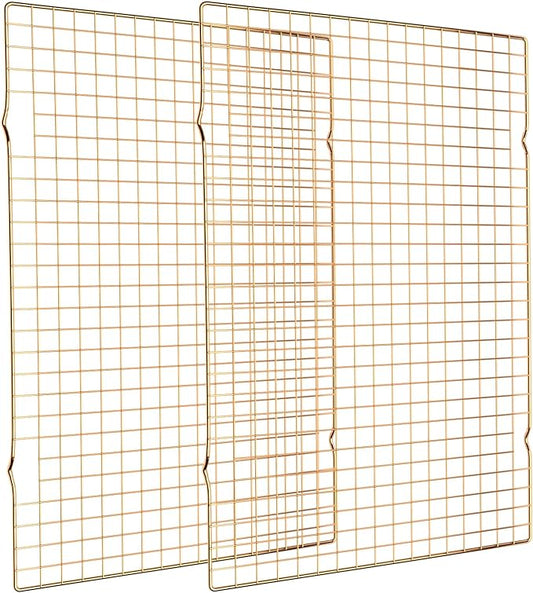 Cooling Rack for Baking, 2-Pack 16x10 Inches Baking Rack, Thick Wire Cookie Rack for Cooking, Roasting, Grilling, Drying, Oven Safe, Fits Half Sheet Pan, Gold