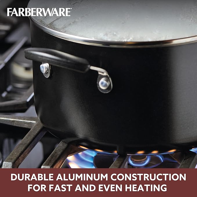 Farberware Smart Control Nonstick Cookware Pots and Pans Set, 14 Piece, Black