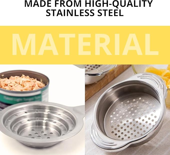 Pack of 2 Multipurpose Food Grade Colanders – Universal Can Colander with Handle for Large and Small Cans Vegetable Fruit Tuna Fish Strainer Small Strainer Set Stainless Steel
