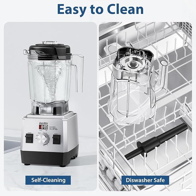 Aeitto Blenders for Kitchen 1800W Max Power Smoothie Blender with 68Oz. Jar, 3 Preset Programs & 7 Speeds, Professional Countertop Blender for Smoothies, Ice Crush, Frozen Drinks, Silver