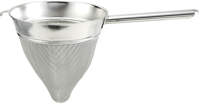 Winco Bouillon Strainer, 8-Inch Diameter, Extra Fine Mesh, Medium, Stainless Steel