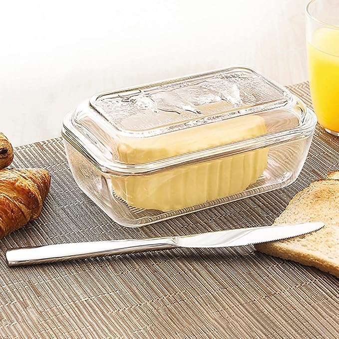 Luminarc European Tempered Glass Cow Butter Dish - 1 Pound Capacity