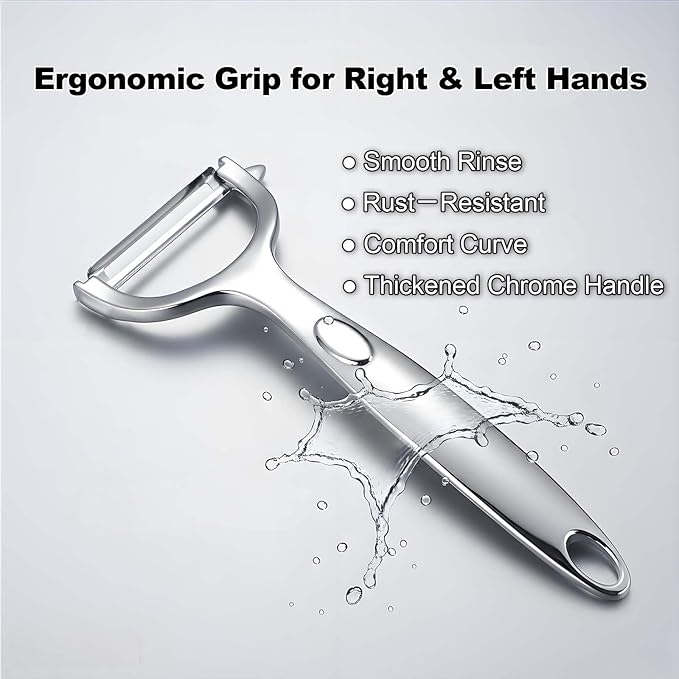 Premium Vegetable Peelers with Swivel Blade - Ultra Sharp 420 Stainless Steel Potato Apple Peeler, Ergonomic Handle & Potato Eye Remover, Dishwasher Safe