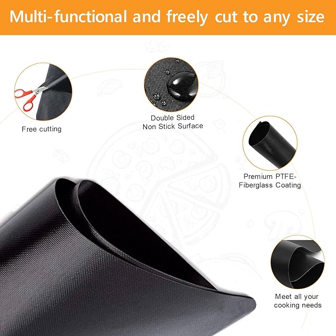 GWYSY 4 Packs Oven Liners for Bottom of Oven, 16"x12" Pre-Cut Rectangle Reusable Fiberglass Heat Resistant Non-Stick Mats for Breville BOV900BSS BOV950BSS Smart Oven Air Fryer Pro Convection Oven