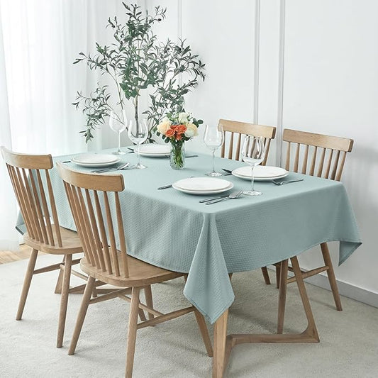 maxmill Weaved Texture Rectangle Tablecloth Water Resistant Wrinkle Free Spill-Proof, Soft Table Cloth for Dining Room Decoration, Banquet Parties Event Holiday Dinner, 60 x 84 Inch Dusty Blue
