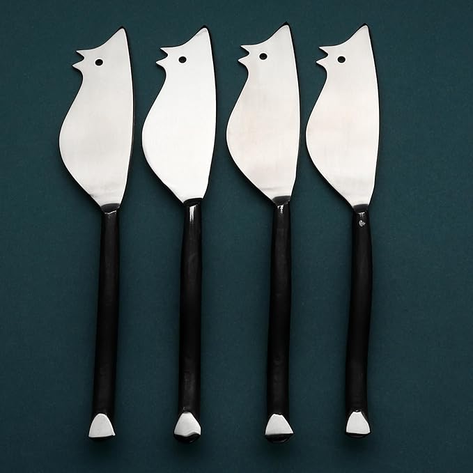 INOX ARTISANS Twig Ratoncito Cheese Spreader/Knife 4 Pc. Set