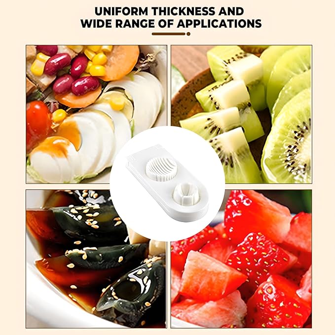 Generic 2 in 1 stainless steel wire egg slicer; cooked egg slicer; egg cutter; strawberry slicer; multi-purpose egg slicer; suitable for slicing soft fruits, etc., 7.87L*3.54W*1.18H, White