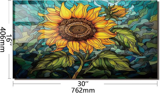 Evgosm Tempered Glass Backsplash for Kitchen， Stove Splashback, sunflower Glass Backsplash, Easy to Install and Clean, Used for Kitchen Wall Protection and Decoration. (30x16'')