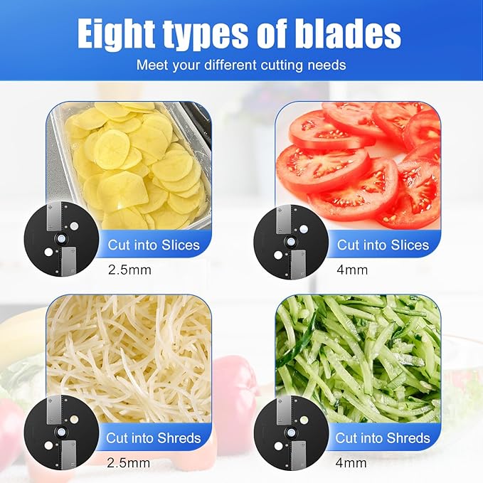 MOGAN 3-In-1 Electric Vegetable Chopper, Multifunctional Vegetable Slicer Fruit Food Processor, Auto Veggie Dicer Cutter Stainless Steel Blades for Slicing Shredder Dicing&Striping for Commercial Home