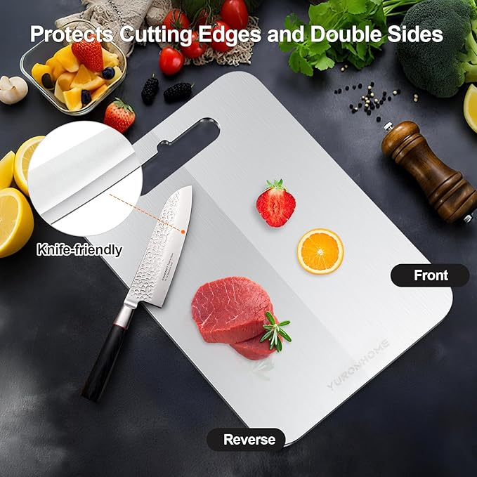 YuronHome Titanium Cutting Boards Set of 3, Cutting Boards for Kitchen, Double-Sided Food-Grade, No toxic, New Upgrade, Hygiene Durable Dishwasher Safe Chopping Board for Meats, Fruits, Vegetables