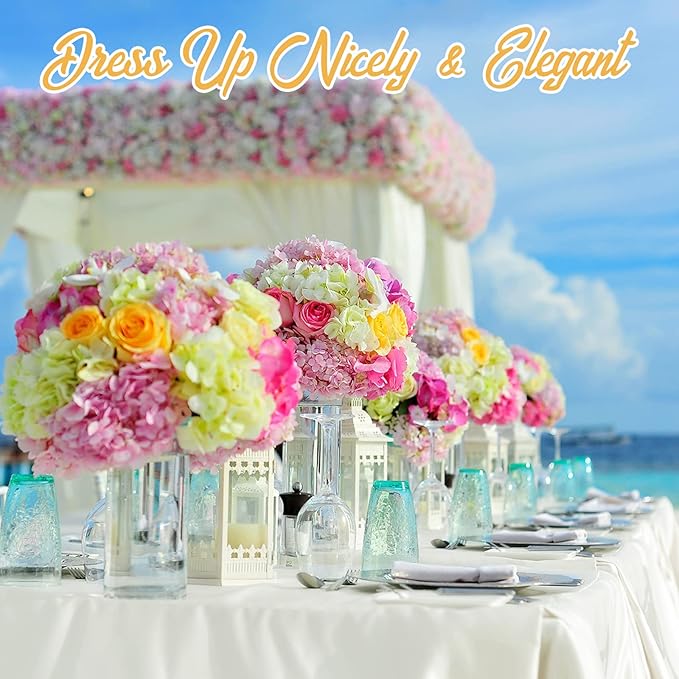 BRILLMAX 6 Pack Ivory Tablecloths 70 x 120 Inch for 6ft & 8ft Rectangle Tables - 150 GSM Polyester Fabric, Universal Fit, Water, Stain & Wrinkle Resistant Cloth Cover for Wedding Reception Banquet