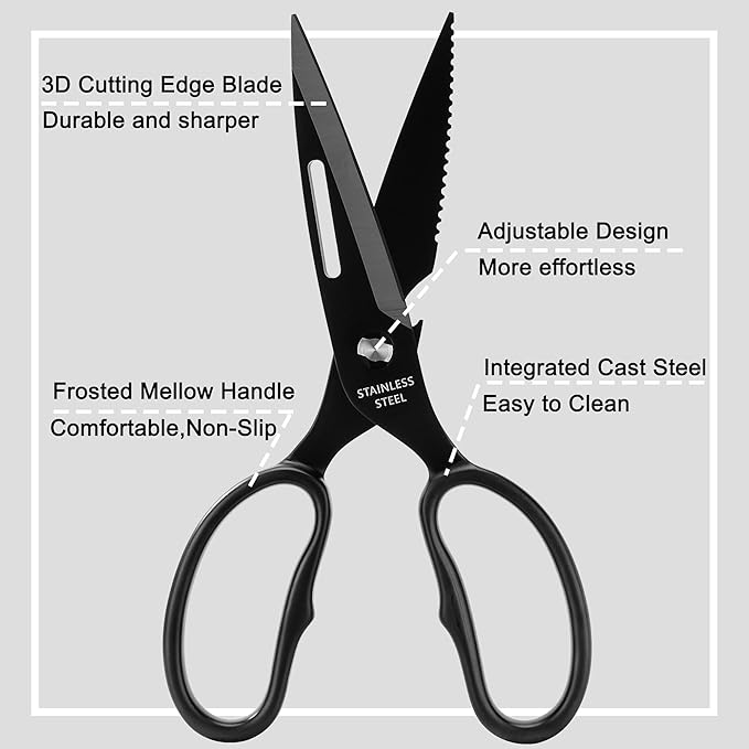 Heavy Duty Poultry Shears That Come Apart, All Purpose Kitchen Shears for Food,3Cr14 Fully Forged Stainless Steel Sharp Blades for Chicken,Meat,Seafood,Herbs Kitchen Scissors